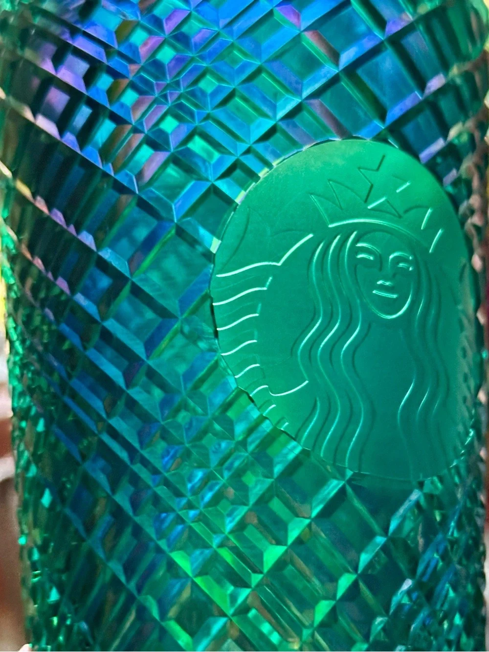 💯 Starbucks Green-Blue Textured Iridescent Tumbler with Embossed Siren / 16 oz.